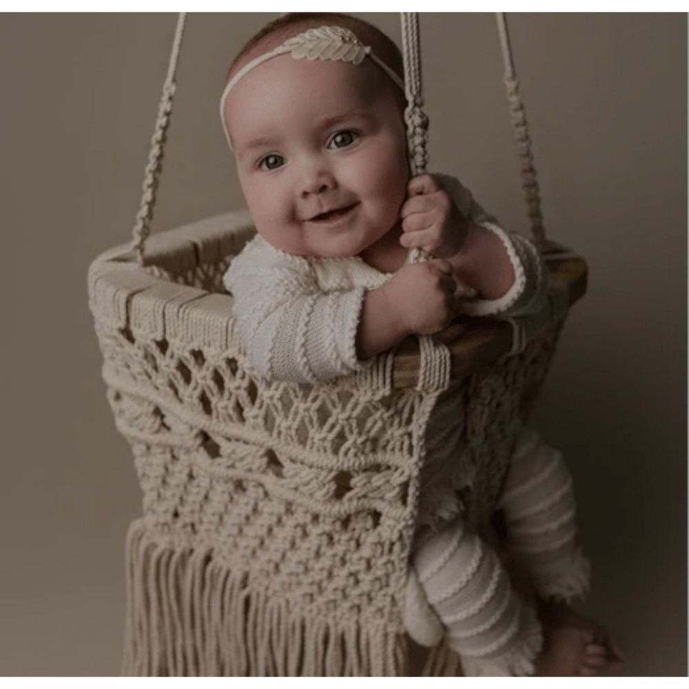 Finn Emma Macrame Baby Hammock Swing Organic Cotton Natural Cotton
